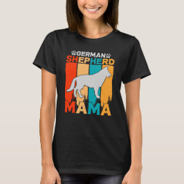 German Shepherd MAMA, Blue Brown on Ladys Black T T-Shirt