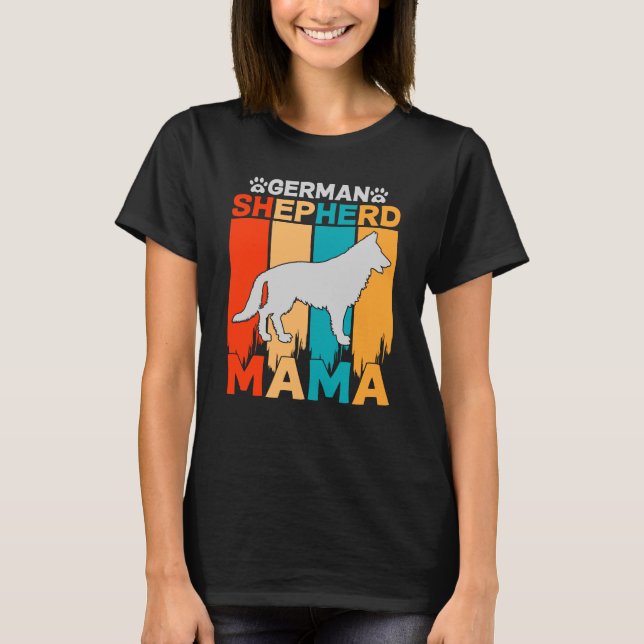 German Shepherd MAMA, Blue Brown on Ladys Black T T-Shirt (Vorderseite)