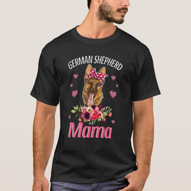 German Shepherd Mama German Shepherd Floral Mother T-Shirt (Vorderseite)