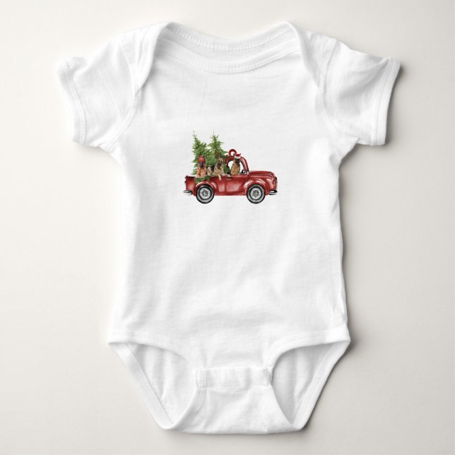 German Shepherd Merry Christmas Ideas Dog Cosplay Baby Strampler (Vorderseite)
