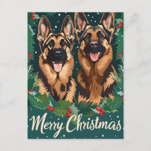 German Shepherd Merry Christmas Postkarte