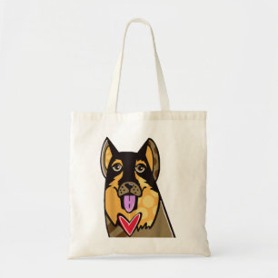 German Shepherd Niedlich Cartoon Dog Pop-Art Souve Tragetasche