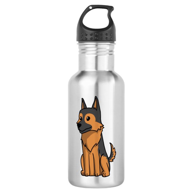 German Shepherd Niedlich Cartoon Edelstahlflasche (Vorderseite)