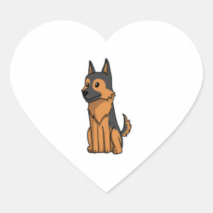 German Shepherd Niedlich Cartoon Herz-Aufkleber