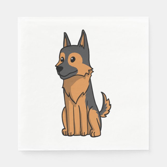 German Shepherd Niedlich Cartoon Serviette (Vorderseite)