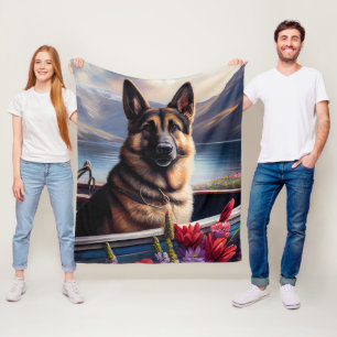German Shepherd on a Paddle: Ein Landschaftliches  Fleecedecke