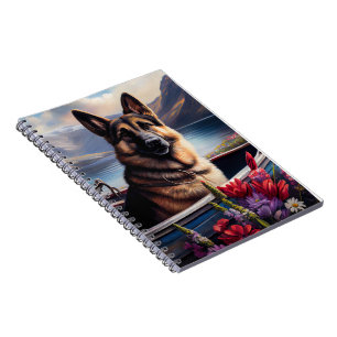 German Shepherd on a Paddle: Ein Landschaftliches  Notizblock