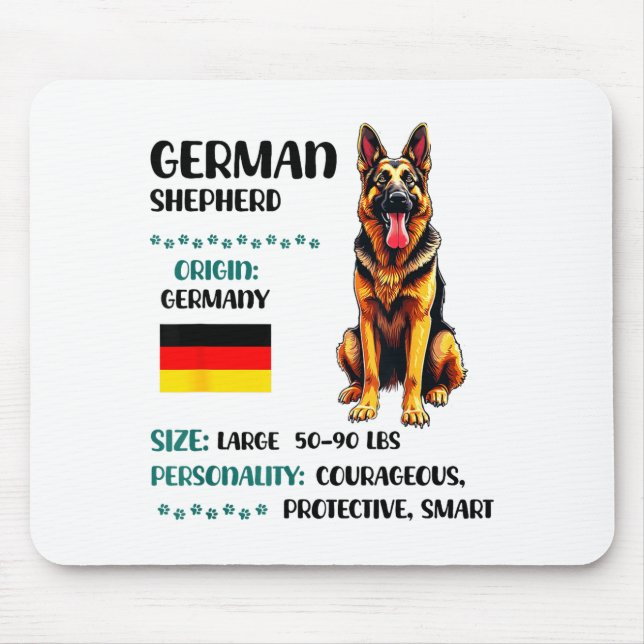 German Shepherd Origin Funny German Shepherd Lover Mousepad (Vorne)
