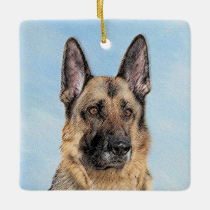 German Shepherd Painting - Cute Original Dog Art Keramikornament