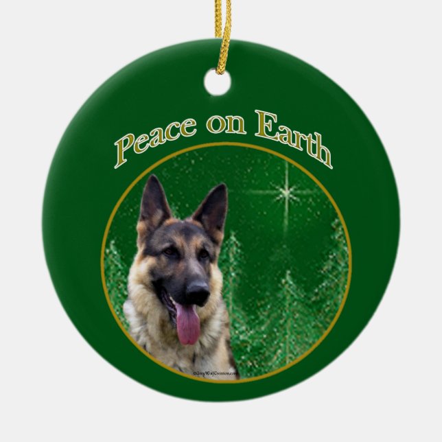 German Shepherd Peace Keramik Ornament (Vorne)