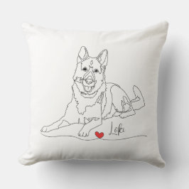 German Shepherd Pet Line Art with Name Kissen