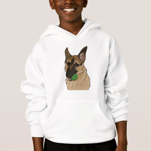German Shepherd Play Time with Ball Hoodie (Vorderseite)