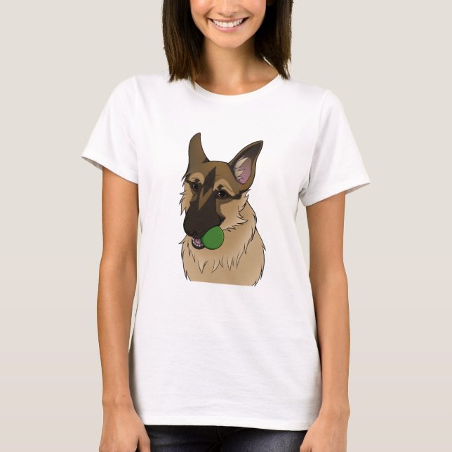 German Shepherd Play Time with Ball T-Shirt (Vorderseite)