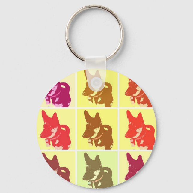 German Shepherd PopArt Schlüsselanhänger (Vorderseite)