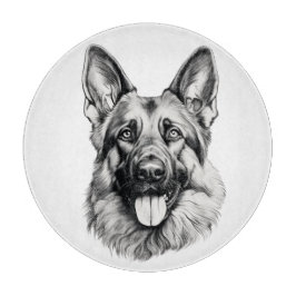 German Shepherd Portrait Round Cutting Board Schneidebrett