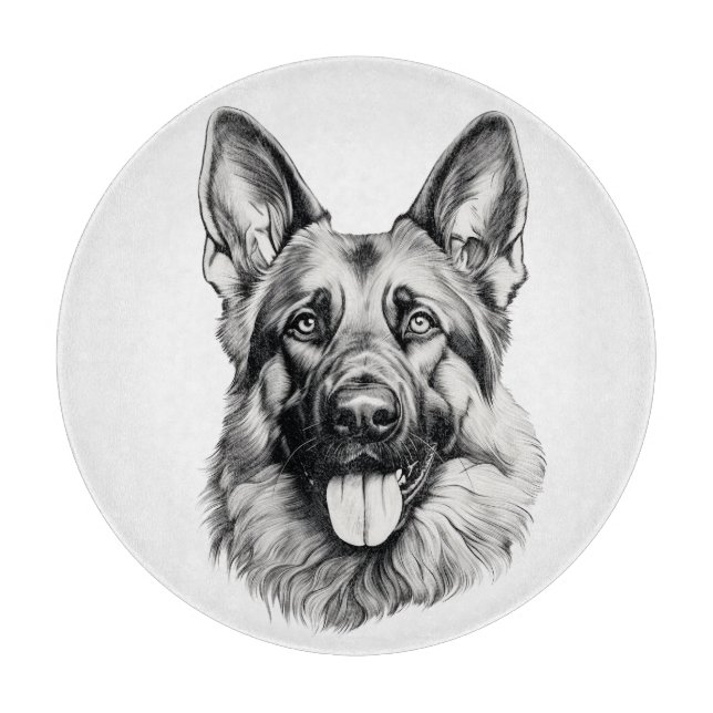 German Shepherd Portrait Round Cutting Board Schneidebrett (Vorderseite)