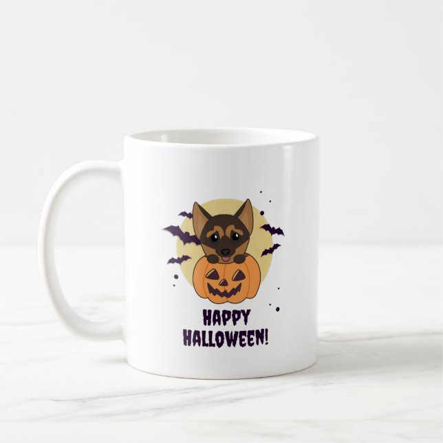 German Shepherd Pumpkin Hunde Happy Halloween Kaffeetasse (Links)