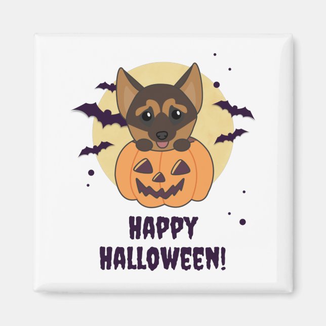 German Shepherd Pumpkin Hunde Happy Halloween Magn Magnet (Vorne)