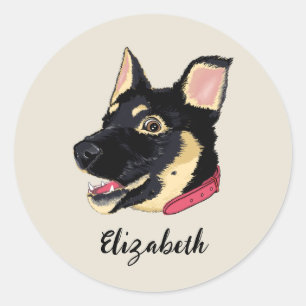 German Shepherd Puppy Dog Lover Runder Aufkleber
