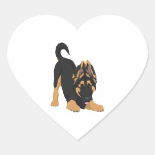 German Shepherd Puppy Herz-Aufkleber