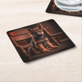 German Shepherd Puppy Rechteckiger Pappuntersetzer