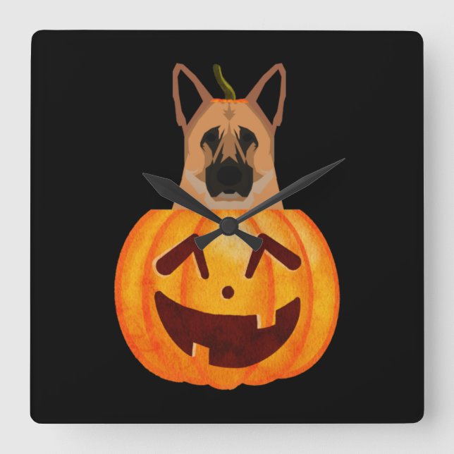 German Shepherd         Quadratische Wanduhr (Vorderseite)