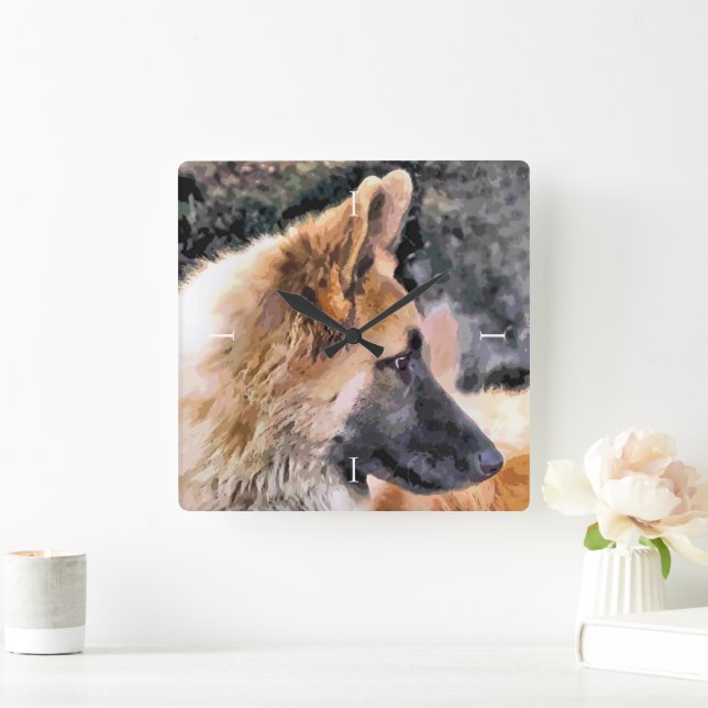 GERMAN SHEPHERD QUADRATISCHE WANDUHR (Zuhause)