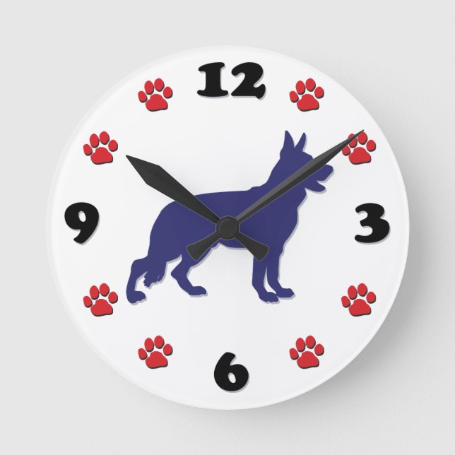 German Shepherd Runde Wanduhr (Vorderseite)