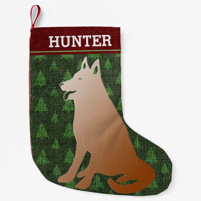 German Shepherd Rustic Christmas Dog Kleiner Weihnachtsstrumpf (Vorderseite)