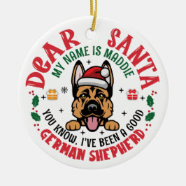 German Shepherd Santa Christmas Individuelle Name Keramik Ornament