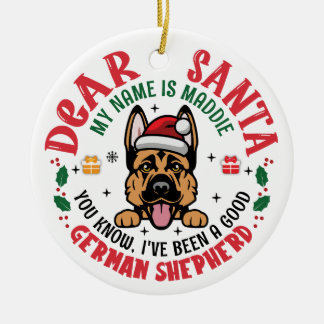 German Shepherd Santa Christmas Individuelle Name Keramik Ornament