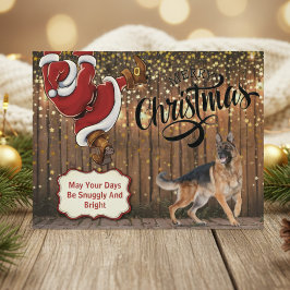 German Shepherd Santa Christmas Postcard Feiertagspostkarte