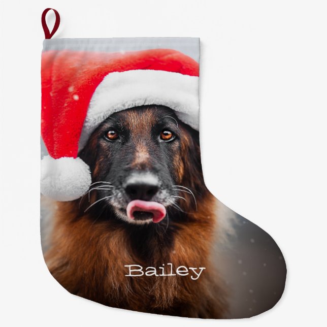German Shepherd Santa Christmas Strumpf Großer Weihnachtsstrumpf (Vorderseite)