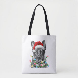 German Shepherd Santa Christmas Tree Lights Xmas B Tasche
