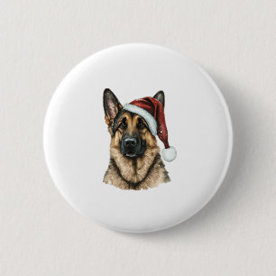 German Shepherd Santa Claus Dog Weihnachten Button