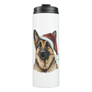 German Shepherd Santa Claus Dog Weihnachten Thermosbecher