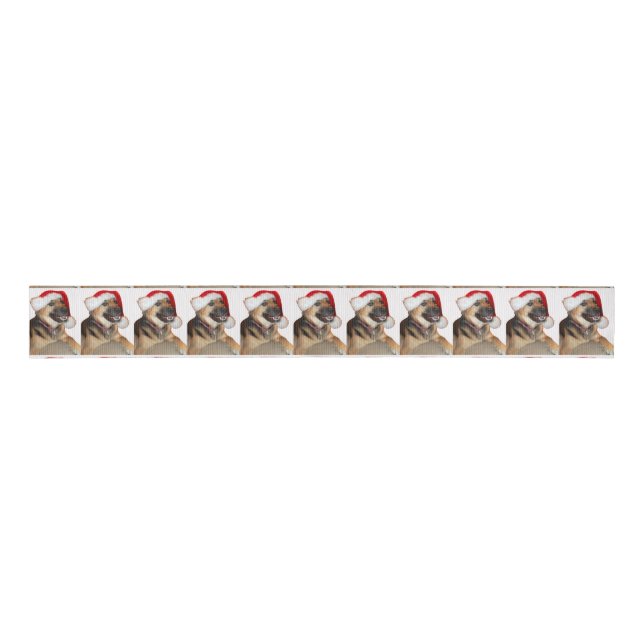 German Shepherd Santa Claus Ripsband (Vorderseite)