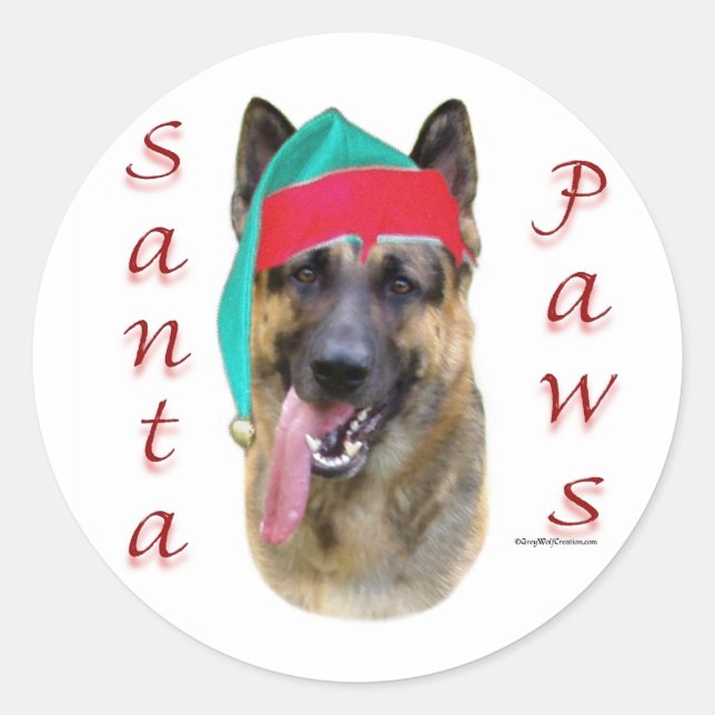 German Shepherd Santa Paws Runder Aufkleber (Vorderseite)