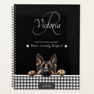 German Shepherd Schwarz-weiß Gingham Custom Planer