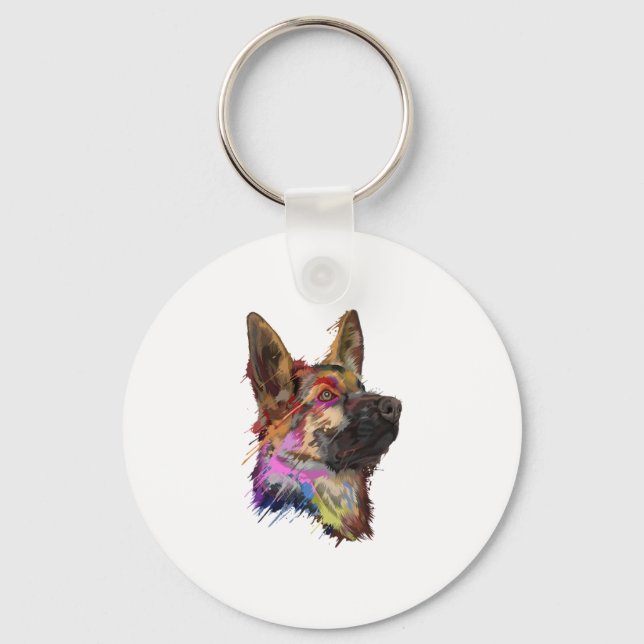 German Shepherd Splash Art Schlüsselanhänger (Vorderseite)