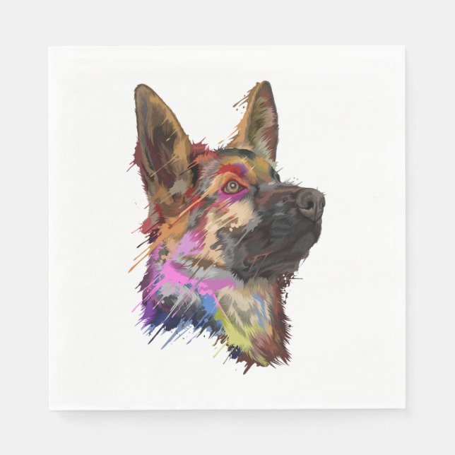 German Shepherd Splash Art Serviette (Vorderseite)
