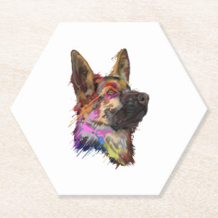German Shepherd Splash Art Untersetzer
