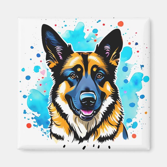 German Shepherd Splash Magnet (Vorne)