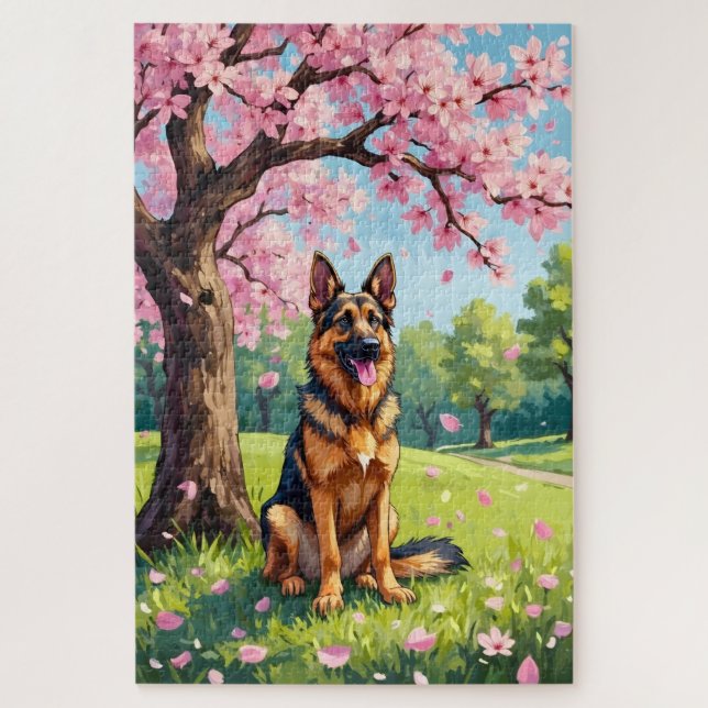 German Shepherd Spring Blossom Dog (Vertikal)