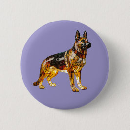 German Shepherd Stained Glass Button