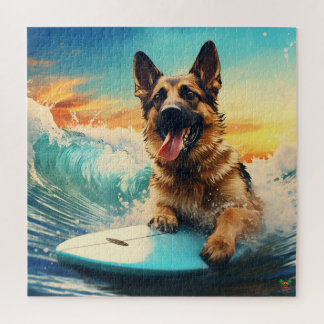 German Shepherd Surfing