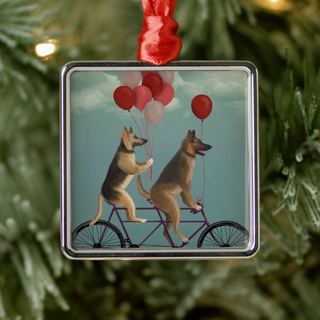 German Shepherd Tandem Ornament Aus Metall (Baum)