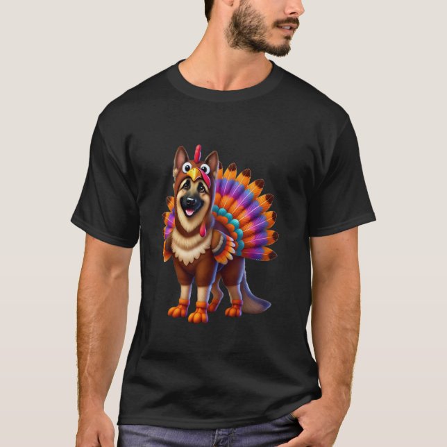 German Shepherd Turkey Funny Erntedank Animal D T-Shirt (Vorderseite)