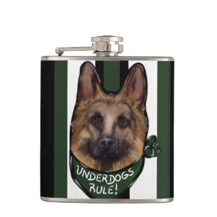 German Shepherd Underdog Flachmann
