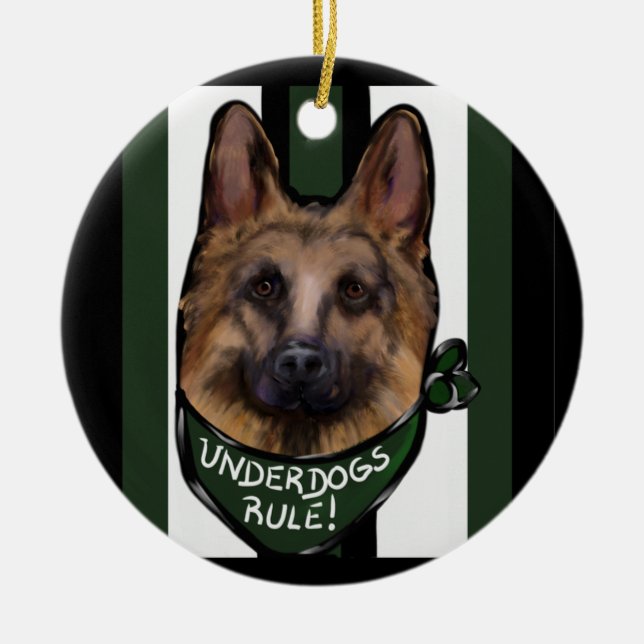 German Shepherd Underdog Keramik Ornament (Vorne)
